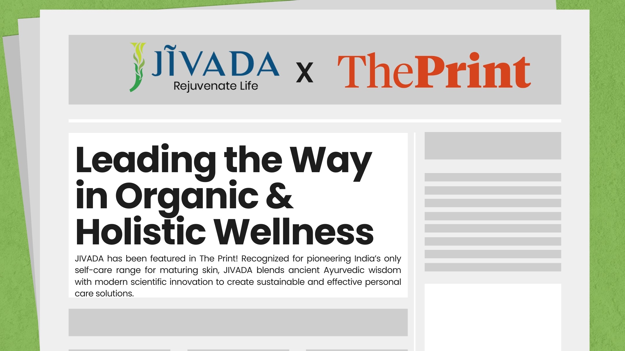 JIVADA Featured in The Print: Leading the Way in Organic & Holistic Wellness