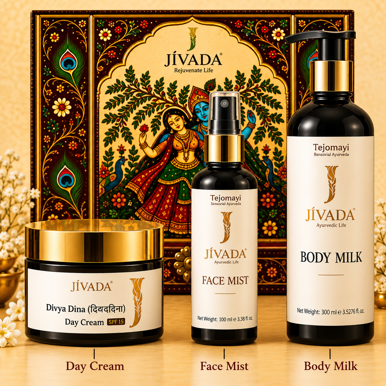 The Complete Daily Radiance Trio – Nourish & Hydrate Day Cream SPF 15, Hydrating & Radiance Face Mist & Hydrating Body Milk